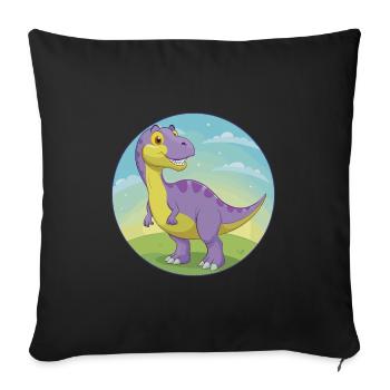 Dinosaur Cute Kawaii Cartoon Clipart Animal Pet - Sofa pillowcase 17,3'' x 17,3'' (45 x 45 cm) - black - Front