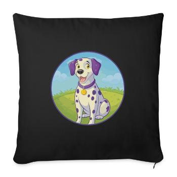 Chien Dalmatien Mignon Kawaii Dessin animé Clipart Animal - Housse de coussin décorative 45 x 45 cm - noir - Devant
