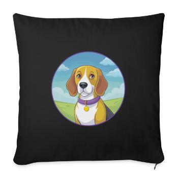 Beagle Dog Cute Kawaii Cartoon Clipart Animal Pet - Sofa pillowcase 17,3'' x 17,3'' (45 x 45 cm) - black - Front