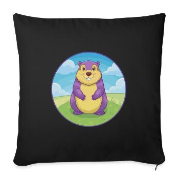 Marmot Cute Kawaii Cartoon Clipart Animal Pet - Sofa pillowcase 17,3'' x 17,3'' (45 x 45 cm) - black - Front