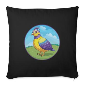 perdrix mignon kawaii dessin animé clipart animal de compagnie - Housse de coussin décorative 45 x 45 cm - noir - Devant