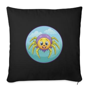 araignée mignon kawaii dessin animé clipart animal de compagnie - Housse de coussin décorative 45 x 45 cm - noir - Devant