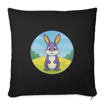 Kaninchen Niedlich Kawaii Cartoon Clipart Tier Haustier - Sofakissenbezug 45 x 45 cm - Schwarz - Vorne