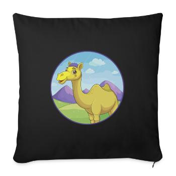 Chameau mignon Kawaii dessin animé Clipart Animal de compagnie - Housse de coussin décorative 45 x 45 cm - noir - Devant