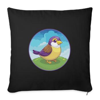 Sparrow Cute Kawaii Cartoon Clipart Animal Pet - Sofa pillowcase 17,3'' x 17,3'' (45 x 45 cm) - black - Front