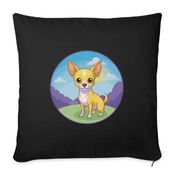 Chihuahua Dog Cute Kawaii Cartoon Clipart Animal - Sofa pillowcase 17,3'' x 17,3'' (45 x 45 cm) - black - Front