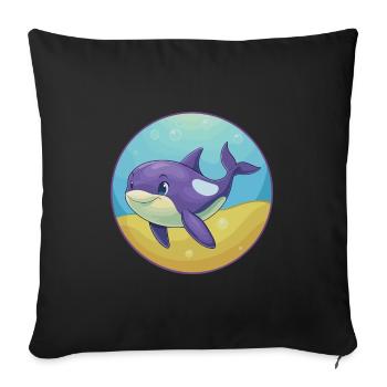 Orca Cute Kawaii Cartoon Clipart Animal Pet - Sofa pillowcase 17,3'' x 17,3'' (45 x 45 cm) - black - Front