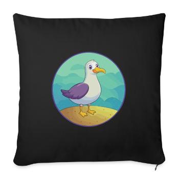 Seagull Cute Kawaii Cartoon Clipart Animal Pet - Sofa pillowcase 17,3'' x 17,3'' (45 x 45 cm) - black - Front