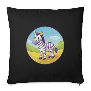 Zebra Cute Kawaii Cartoon Clipart Animal Pet - Sofa pillowcase 17,3'' x 17,3'' (45 x 45 cm) - black - Front