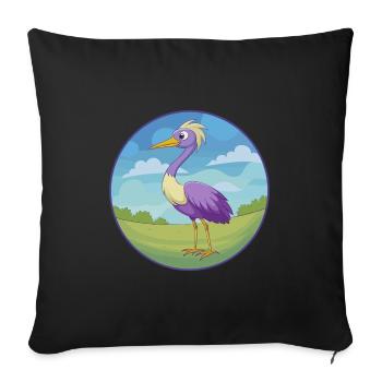 grue mignon Kawaii dessin animé Clipart Animal de compagnie - Housse de coussin décorative 45 x 45 cm - noir - Devant