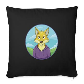 Coyote Cute Kawaii Cartoon Clipart Animal Pet - Sofa pillowcase 17,3'' x 17,3'' (45 x 45 cm) - black - Front