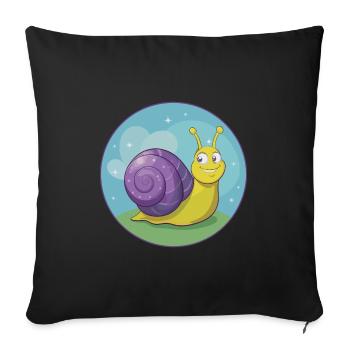 Snail Cute Kawaii Cartoon Clipart Animal Pet - Sofa pillowcase 17,3'' x 17,3'' (45 x 45 cm) - black - Front
