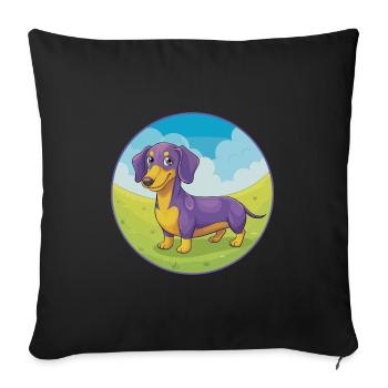Dachshund Dog Cute Kawaii Cartoon Clipart Animal - Sofa pillowcase 17,3'' x 17,3'' (45 x 45 cm) - black - Front