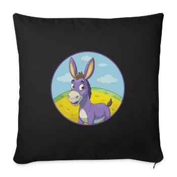 Âne Mignon Kawaii Dessin animé Clipart Animal de compagnie - Housse de coussin décorative 45 x 45 cm - noir - Devant
