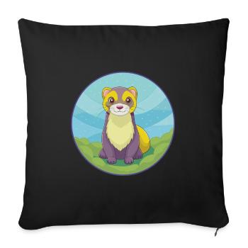 Ferret Cute Kawaii Cartoon Clipart Animal Pet - Sofa pillowcase 17,3'' x 17,3'' (45 x 45 cm) - black - Front
