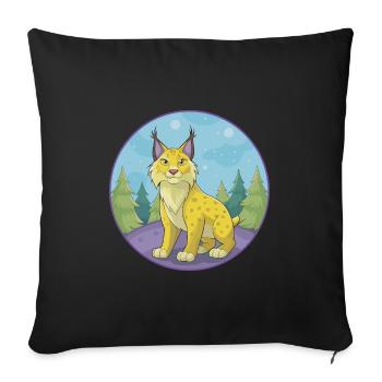 Luchs Niedliche Kawaii Cartoon Clipart Tier Haustier - Sofakissenbezug 45 x 45 cm - Schwarz - Vorne