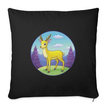 Deer Cute Kawaii Cartoon Clipart Animal Pet - Sofa pillowcase 17,3'' x 17,3'' (45 x 45 cm) - black - Front