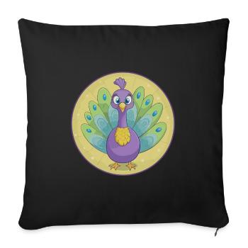 Peacock Cute Kawaii Cartoon Clipart Animal Pet - Sofa pillowcase 17,3'' x 17,3'' (45 x 45 cm) - black - Front