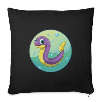 Eel Cute Kawaii Cartoon Clipart Animal Pet - Sofa pillowcase 17,3'' x 17,3'' (45 x 45 cm) - black - Front