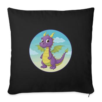 Dragon Cute Kawaii Cartoon Clipart Animal Pet - Sofa pillowcase 17,3'' x 17,3'' (45 x 45 cm) - black - Front