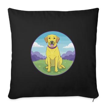 Labrador retriever chien mignon Kawaii dessin animé Animal - Housse de coussin décorative 45 x 45 cm - noir - Devant