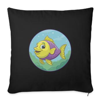 Fish Cute Kawaii Cartoon Clipart Animal Pet - Sofa pillowcase 17,3'' x 17,3'' (45 x 45 cm) - black - Front