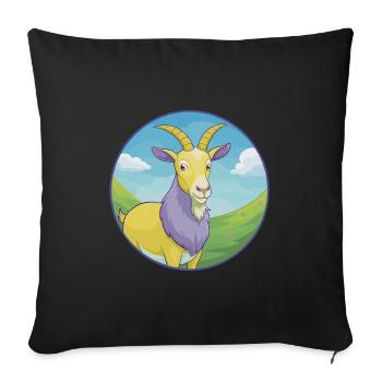 Goat Cute Kawaii Cartoon Clipart Animal Pet - Sofa pillowcase 17,3'' x 17,3'' (45 x 45 cm) - black - Front