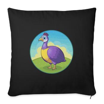 pintade mignon kawaii dessin animé clipart animal de compagnie - Housse de coussin décorative 45 x 45 cm - noir - Devant