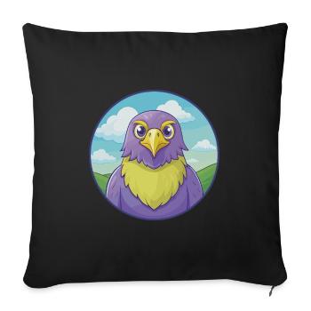 Hawk Cute Kawaii Cartoon Clipart Animal Pet - Sofa pillowcase 17,3'' x 17,3'' (45 x 45 cm) - black - Front