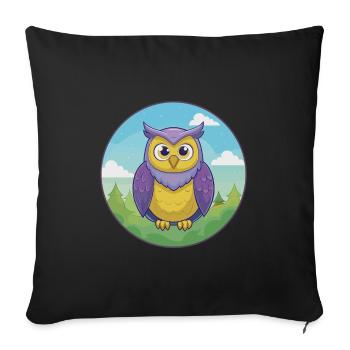 Owl Cute Kawaii Cartoon Clipart Animal Pet - Sofa pillowcase 17,3'' x 17,3'' (45 x 45 cm) - black - Front