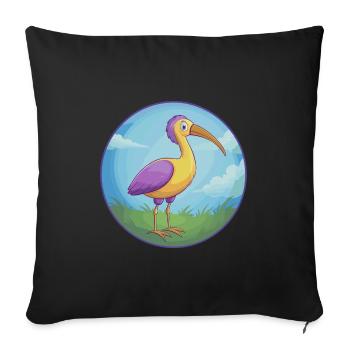 Ibis Cute Kawaii Cartoon Clipart Animal Pet - Sofa pillowcase 17,3'' x 17,3'' (45 x 45 cm) - black - Front