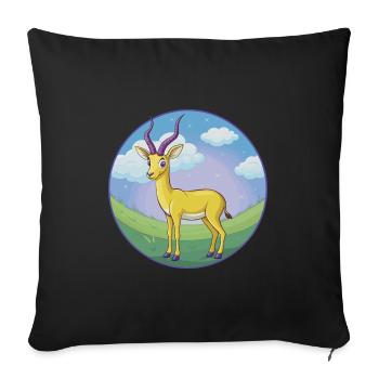 Impala Niedliche Kawaii Cartoon Clipart Tier Haustier - Sofakissenbezug 45 x 45 cm - Schwarz - Vorne