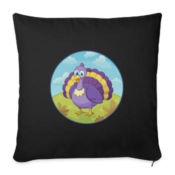 Turquie Mignon Kawaii Dessin animé Clipart Animal de compagnie - Housse de coussin décorative 45 x 45 cm - noir - Devant