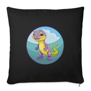 Eidechse Niedlich Kawaii Cartoon Clipart Tier Haustier - Sofakissenbezug 45 x 45 cm - Schwarz - Vorne