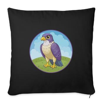 Falcon Cute Kawaii Cartoon Clipart Animal Pet - Sofa pillowcase 17,3'' x 17,3'' (45 x 45 cm) - black - Front