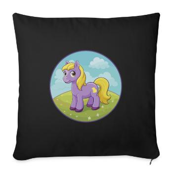 Pony Cute Kawaii Cartoon Clipart Animal Pet - Sofa pillowcase 17,3'' x 17,3'' (45 x 45 cm) - black - Front