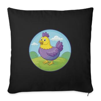Poule mignon Kawaii dessin animé Clipart Animal de compagnie - Housse de coussin décorative 45 x 45 cm - noir - Devant