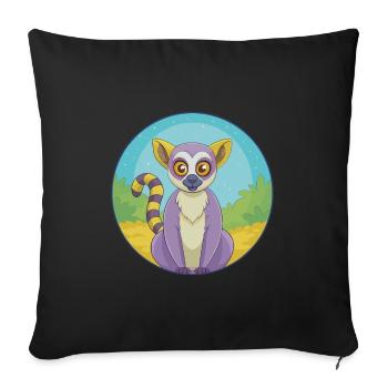 Lemur Cute Kawaii Cartoon Clipart Animal Pet - Sofa pillowcase 17,3'' x 17,3'' (45 x 45 cm) - black - Front