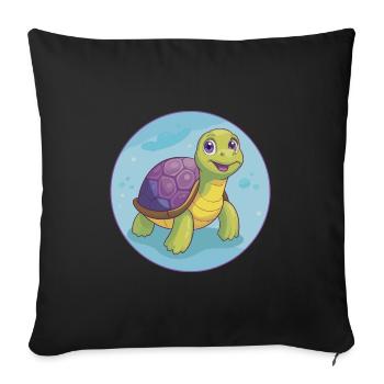 Turtle Cute Kawaii Cartoon Clipart Animal Pet - Sofa pillowcase 17,3'' x 17,3'' (45 x 45 cm) - black - Front