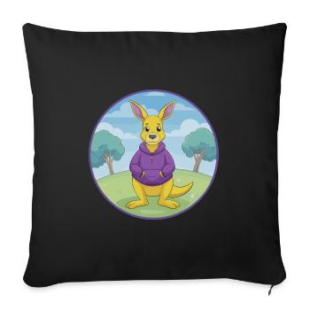 Kangaroo Cute Kawaii Cartoon Clipart Animal Pet - Sofa pillowcase 17,3'' x 17,3'' (45 x 45 cm) - black - Front