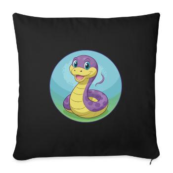 Serpent Mignon Kawaii Dessin animé Clipart Animal Animal de compagnie - Housse de coussin décorative 45 x 45 cm - noir - Devant