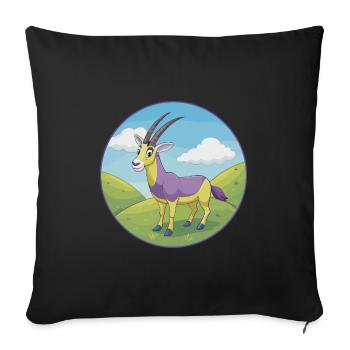 Oryx mignon kawaii dessin animé Clipart animal de compagnie - Housse de coussin décorative 45 x 45 cm - noir - Devant