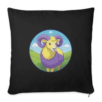 Ram Cute Kawaii Cartoon Clipart Animal Pet - Sofa pillowcase 17,3'' x 17,3'' (45 x 45 cm) - black - Front