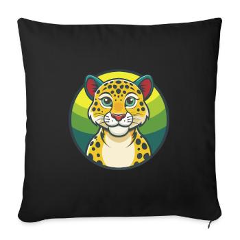 Amur Leopard Cute Kawaii Cartoon Clipart Animal - Sofa pillowcase 17,3'' x 17,3'' (45 x 45 cm) - black - Front