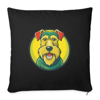Airedale Terrier Chien Mignon Kawaii Dessin animé Animal - Housse de coussin décorative 45 x 45 cm - noir - Devant