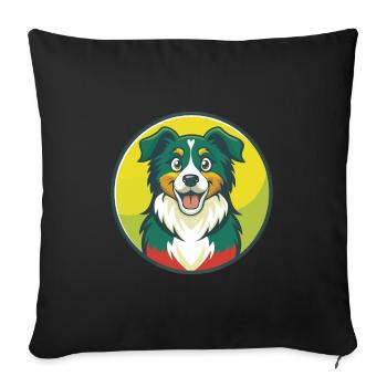 Australian Shepherd Dog Cute Kawaii Cartoon Animal - Sofa pillowcase 17,3'' x 17,3'' (45 x 45 cm) - black - Front