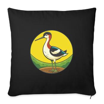 Avocet Cute Kawaii Cartoon Clipart Pet Animal - Sofa pillowcase 17,3'' x 17,3'' (45 x 45 cm) - black - Front