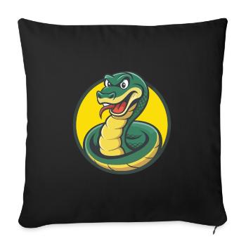 Anaconda Cute Kawaii Cartoon Clipart Pet Animal - Sofa pillowcase 17,3'' x 17,3'' (45 x 45 cm) - black - Front