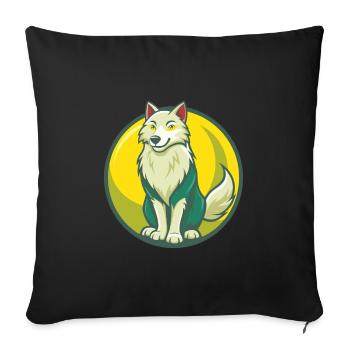 Arctic Wolf Cute Kawaii Cartoon Clipart Pet Animal - Sofa pillowcase 17,3'' x 17,3'' (45 x 45 cm) - black - Front