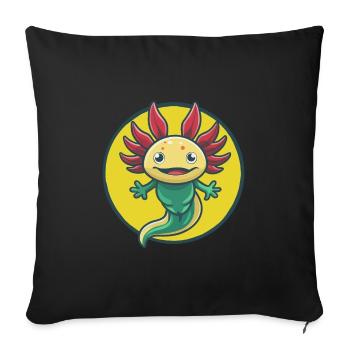 axolotl mignon kawaii dessin animé clipart animal de compagnie - Housse de coussin décorative 45 x 45 cm - noir - Devant
